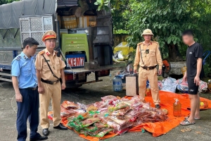 Phú Thọ: Chặn đứng xe tải chở hơn 400 gói thịt xiên nướng không rõ nguồn gốc