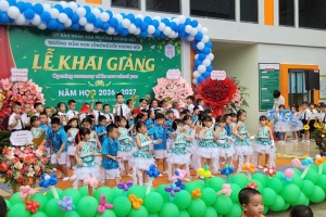 Trường Mầm non Lômônôxốp Dương Nội rộn ràng khai giảng năm học mới 2026 - 2027