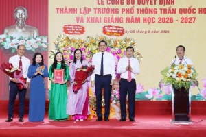 Nghệ An: Trường Phổ thông Trần Quốc Hoàn khai giảng năm học đầu tiên