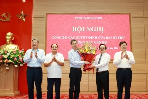 Hưng Yên công bố các quyết định của Ban Bí thư về công tác cán bộ