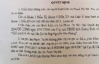 Quảng Bình: Chủ tịch tỉnh thua kiện một người dân, nộp 300.000đ án phí