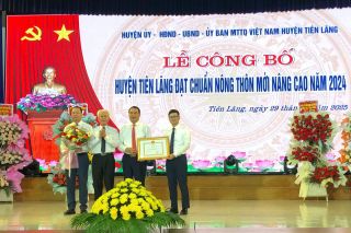 Hải Phòng: Công bố huyện Tiên Lãng đạt chuẩn nông thôn mới nâng cao năm 2024