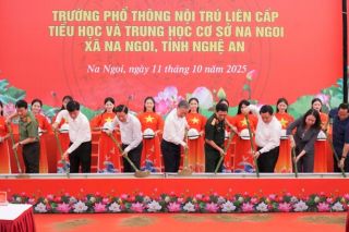 Tổng Bí thư Tô Lâm dự lễ khởi công trường nội trú liên cấp Na Ngoi, tỉnh Nghệ An