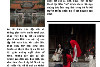 Du xuân chùa Thầy, lưu giữ khoảnh khắc áo dài rực rỡ ngày Tết