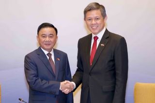 Lễ đón Ủy viên Bộ Chính trị, Thường trực Ban Bí thư Trần Cẩm Tú thăm chính thức Singapore