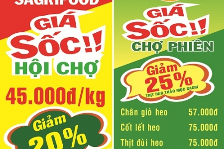 Thịt heo thảo mộc Sagri VietGAP khuyến mãi 25% trong tháng 8