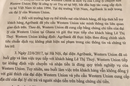 Vụ khách hàng "tố" Agribank chuyển nhầm tiền: Western Union hoàn trả 100% số tiền cho khách hàng