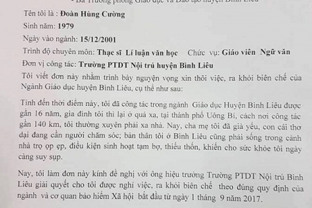 Quảng Ninh: Sự thật gây “bão” về việc thầy giáo công tác 16 năm xin ra khỏi ngành