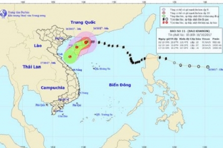 Bão số 11 sắp di chuyển vào Vịnh Bắc Bộ và suy yếu thành áp thấp nhiệt đới