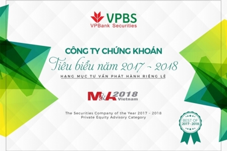 Ngân hàng Việt Nam Thịnh Vượng đoạt giải Công ty Chứng khoán tiêu biểu 2017- 2018