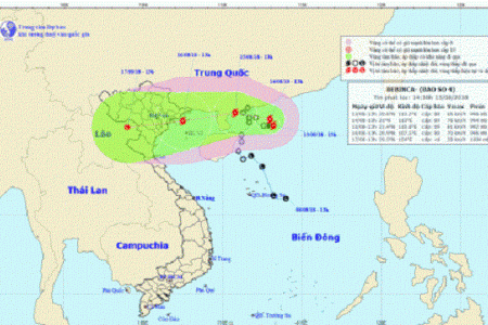 Bão đang di chuyển về phía Bắc, giật cấp 10