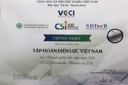 EVN - Doanh nghiệp bền vững tại Việt Nam năm 2018