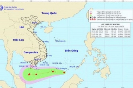 Biển Đông: Xuất hiện vùng áp thấp có khả năng mạnh thành bão