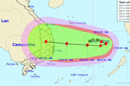 Bão Nakri mạnh cấp 8 di chuyển vào Nam Trung bộ