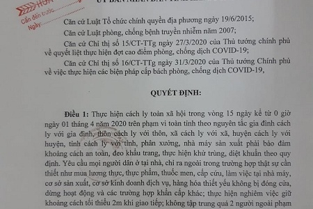 Hải Dương thực hiện nghiêm cách ly toàn xã hội theo chỉ đạo của Thủ tướng