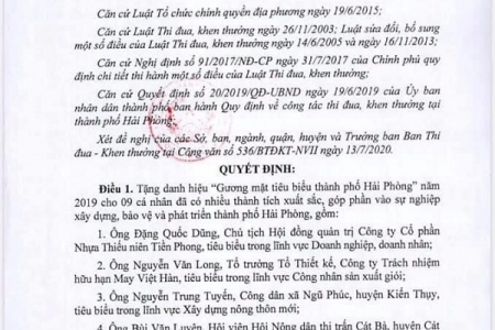 Ông Đặng Quốc Dũng, Chủ tịch HĐQT Công ty CP Nhựa Thiếu niên Tiền Phong - “Gương mặt tiêu biểu thành phố Hải Phòng”