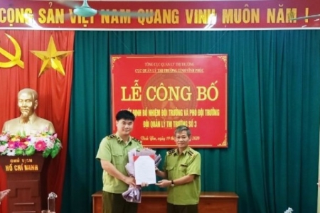 Vĩnh Phúc: Công bố Quyết định bổ nhiệm Đội trưởng, Phó Đội trưởng Đội Quản lý thị trường số 3