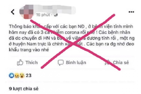 Nam Định: Xử lý 2 trường hợp đăng sai sự thật về dịch nCoV trên mạng xã hội