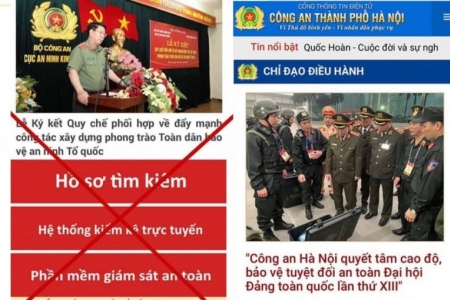 Phát hiện trang điện tử giả mạo Cổng Thông tin của Công an thành phố Hà Nội