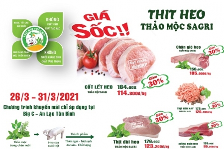 Thêm điểm bán thịt heo thảo mộc Sagri tại Big C An Lạc – Sagrifood giảm giá sốc