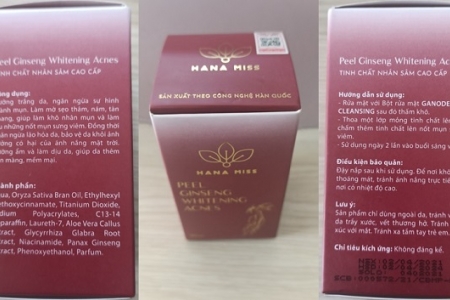 Mỹ phẩm Hana miss Peel Ginseng Whitening Acnes được quảng cáo như thuốc chữa bệnh