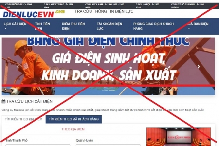 Xuất hiện trang web giả mạo thương hiệu EVN