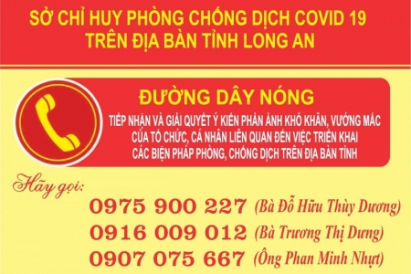 Long An: Thành lập đường dây nóng của Sở Chỉ huy phòng, chống dịch Covid-19 trên địa bàn tỉnh