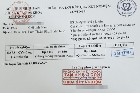 Bình Thuận: Bắt 4 đối tượng làm giả, mua bán giấy xét nghiệm Covid-19