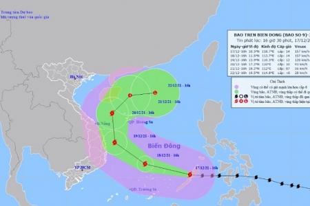 Siêu bão số 9 vào Biển Đông gây gió giật cấp 17, miền Trung mưa lớn