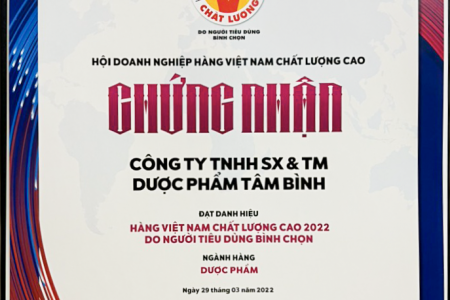 Dược phẩm Tâm Bình lần thứ tư được bình chọn Hàng Việt Nam chất lượng cao