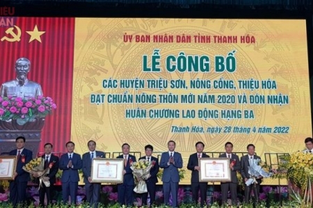 Thanh Hoá công bố các huyện Triệu Sơn, Nông Cống, Thiệu Hóa đạt chuẩn Nông thôn mới