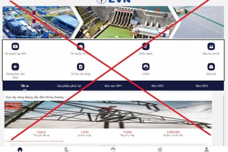 Lại xuất hiện trang web giả mạo thương hiệu EVN