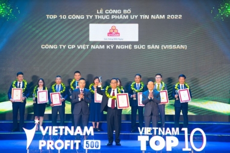 VISSAN đạt danh hiệu Top 10 Công ty thực phẩm uy tín & Top 500 Doanh nghiệp lợi nhuận tốt nhất Việt Nam năm 2022