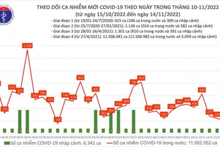 Ngày 14/11, cả nước có 204 ca COVID-19 mới, thấp nhất trong gần 01 tháng qua