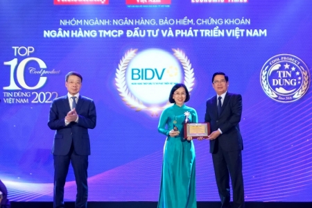 Hai sản phẩm của BIDV nhận giải thưởng Tin Dùng Việt Nam 2022