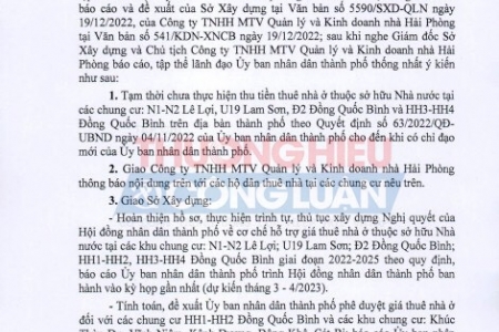 Hải Phòng tạm thời chưa thực hiện thu tiền thuê nhà thuộc sở hữu Nhà nước tại các chung cư