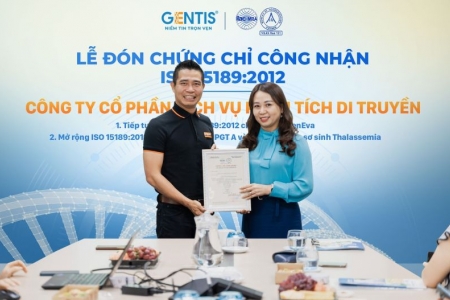 GENTIS đón nhận Chứng chỉ ISO 15189:2012 cho dịch vụ GenEva, NIPT, PGT A và SLSS Thalassemia