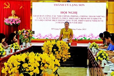 Thành uỷ Lạng Sơn: Giao ban công tác nội chính, phòng chống tham nhũng