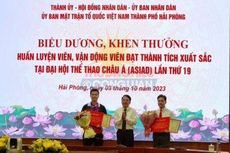 Hải Phỏng tổ chức biểu dương, khen thưởng HLV, VĐV đạt thành tích xuất sắc tại Đại hội Thể thao Châu Á lần thứ 19