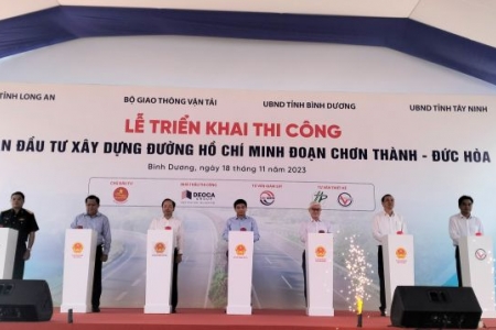 Thi công Dự án đầu tư xây dựng đường Hồ Chí Minh đoạn Chơn Thành - Đức Hòa gần 2.300 tỷ đồng