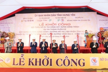 Hưng Yên: Khởi công gói thầu 1.500 tỷ dự án đường song hành thuộc tuyến Vành đai 4