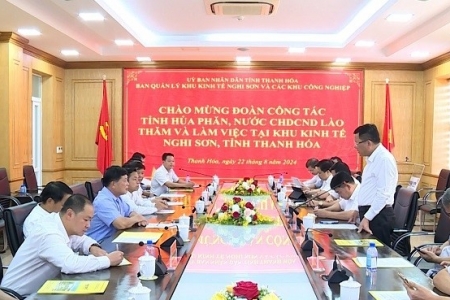 Đoàn công tác tỉnh Hủa Phăn thăm, làm việc tại Khu kinh tế Nghi Sơn