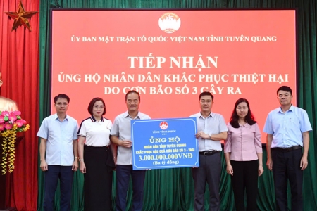 Tuyên Quang được Vĩnh Phúc hỗ trợ 3 tỷ đồng khắc phục hậu quả cơn bão số 3