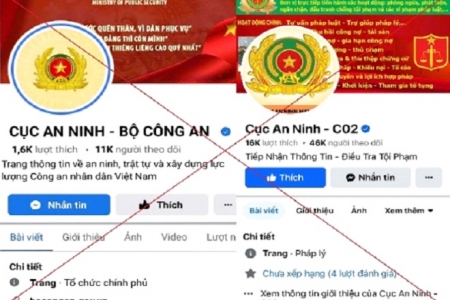 Cảnh báo các trang facebook giả mạo các Cục nghiệp vụ Bộ Công an để hỗ trợ thu hồi tiền lừa đảo