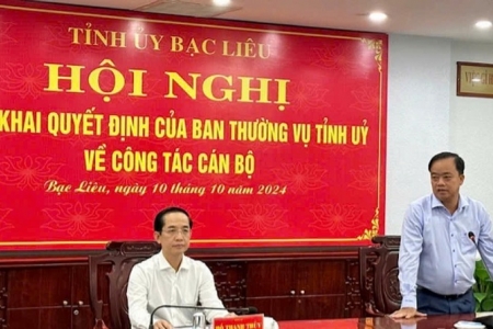 Tỉnh ủy Bạc Liêu tiếp tục điều động, luân chuyển cán bộ