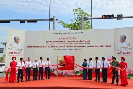 Hải Phòng tổ chức lễ gắn biển tên tuyến đường mang tên đồng chí Đỗ Mười