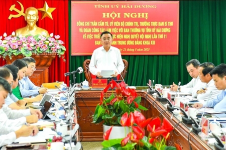 Thường trực Ban Bí thư Trần Cẩm Tú làm việc tại Tỉnh uỷ Hải Dương