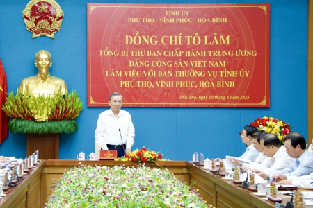 Tổng Bí thư Tô Lâm làm việc với Ban Thường vụ Tỉnh ủy Phú Thọ, Vĩnh Phúc, Hòa Bình