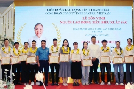 Công đoàn Công ty TNHH Sakurai Việt Nam tôn vinh 76 người lao động tiêu biểu, xuất sắc