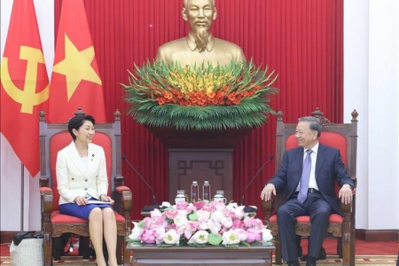 Tổng Bí thư Tô Lâm tiếp Chủ tịch Liên minh Nghị sĩ hữu nghị Nhật - Việt
